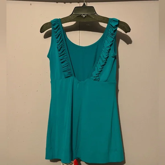 Save The Queen Turquoise Ruffle Tank Top - Picture 3 of 6